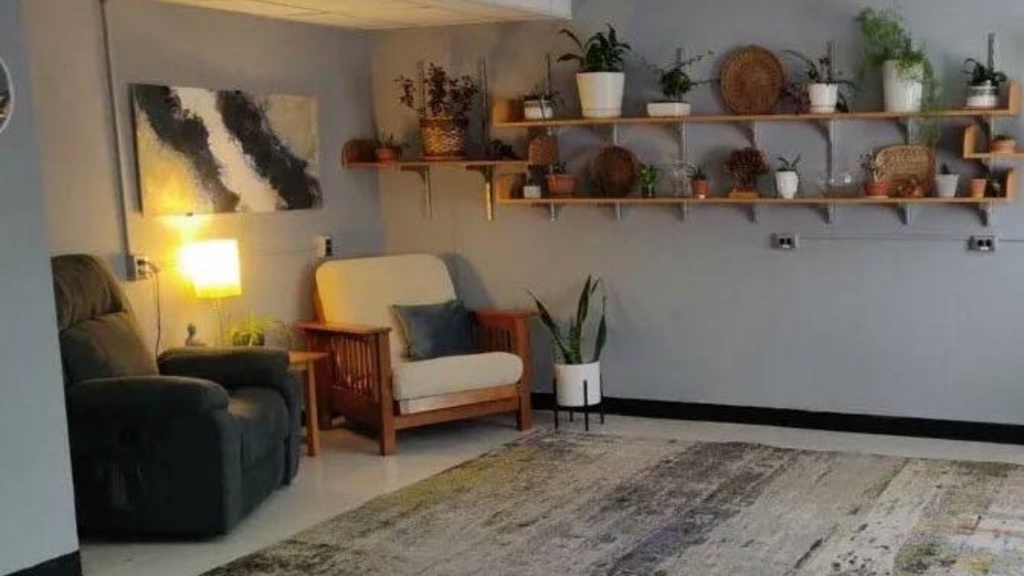 Room with comfortable chairs and subdued lighting
